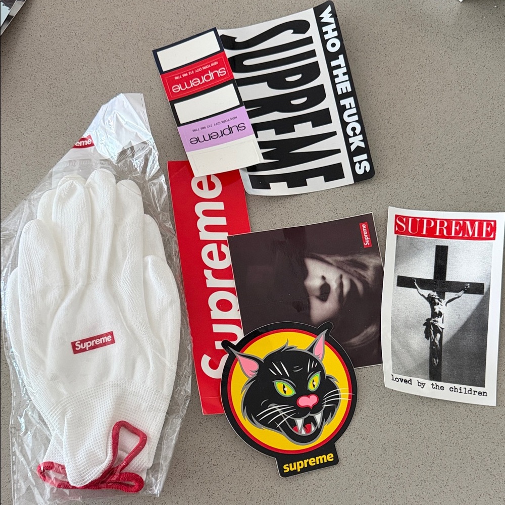 Supreme Sticker Collection with White Gloves